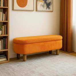 Atelier Del Sofa Puff Naranja con Almacenamiento